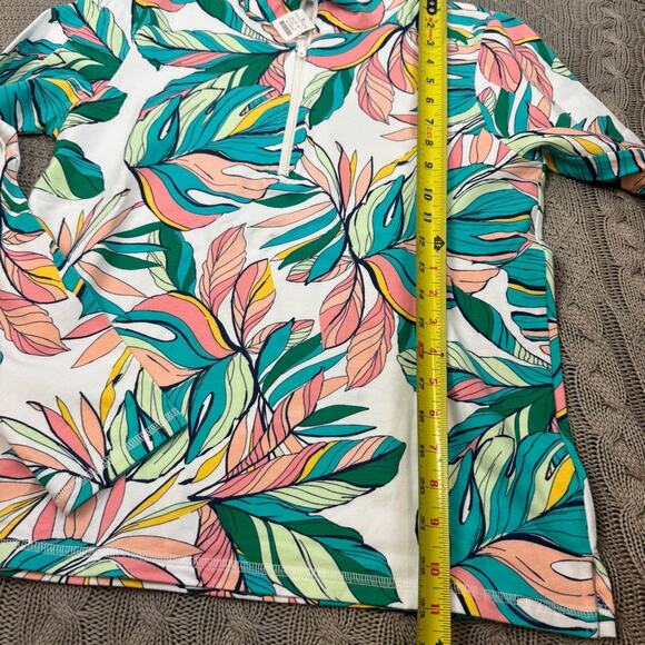 Talbots Women’s Cozy Crush Tropical Fronds 1/4 Zip Pullover small NEW WITH TAGS - Picture 6 of 13